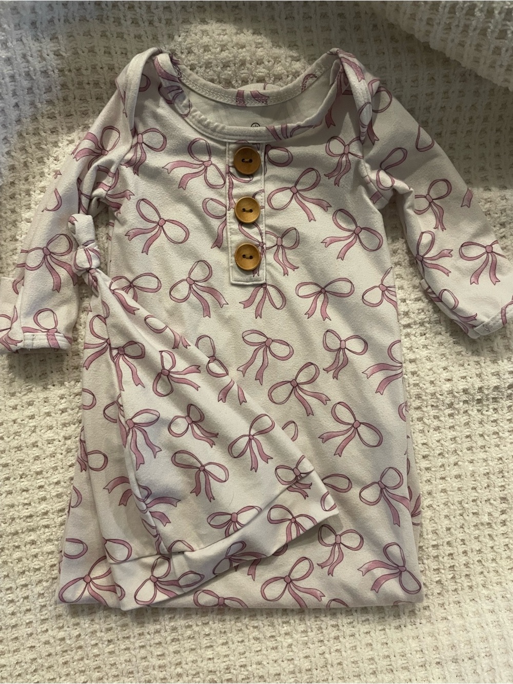 Caden Lane White Sleep Gown with Pink Bow Print